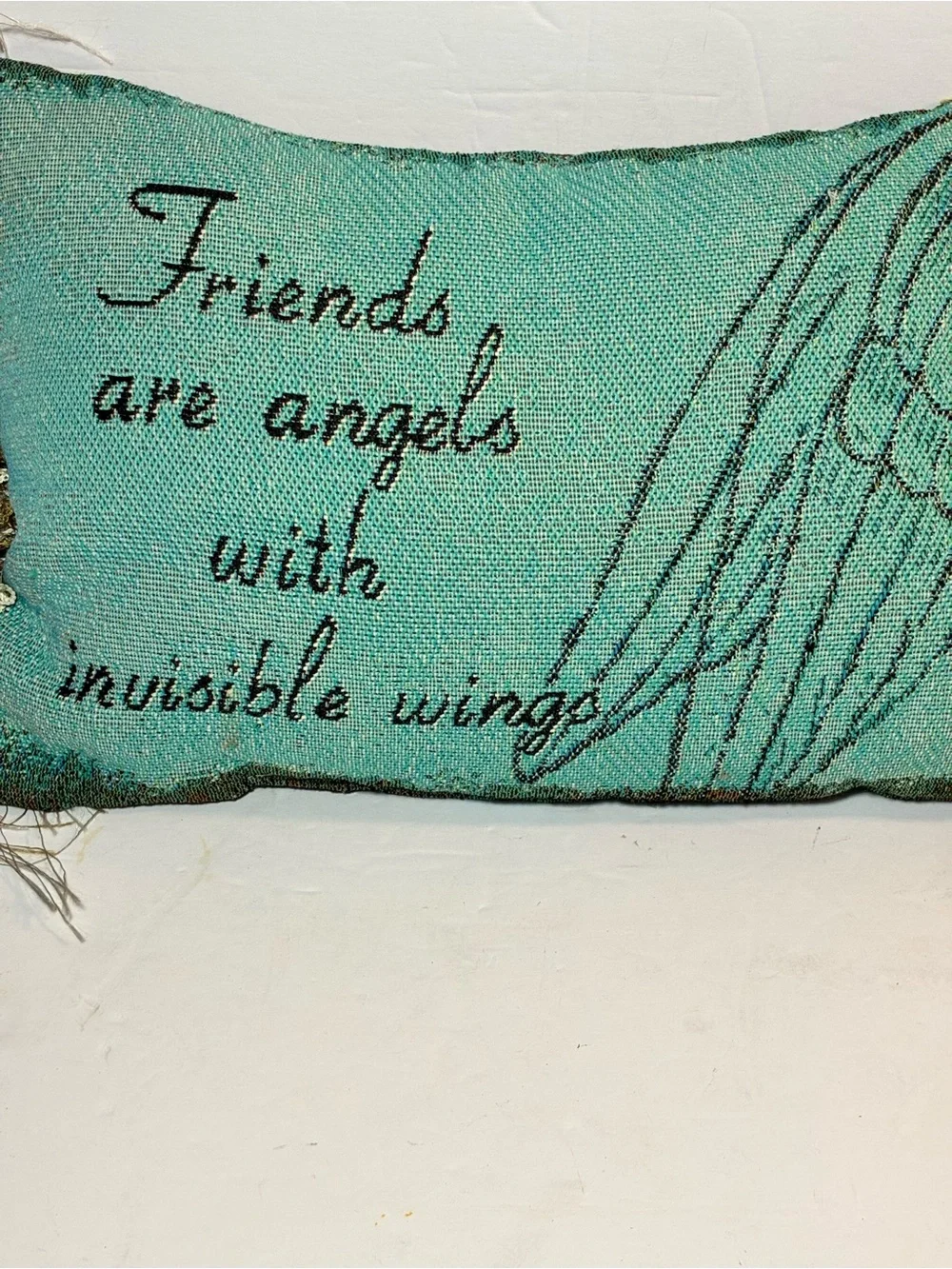 Vintage Manual Woodworkers & Weavers “Friends Are Angels” Decorative Pillow
